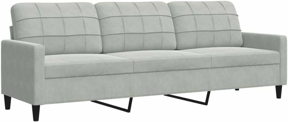Trivietė sofa, šviesiai pilkos spalvos, 210cm, aksomas