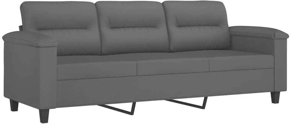 Trivietė sofa, tamsiai pilka, 180cm, mikropluošto audinys