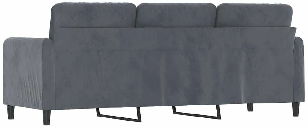 Trivietė sofa, tamsiai pilkos spalvos, 180cm, aksomas