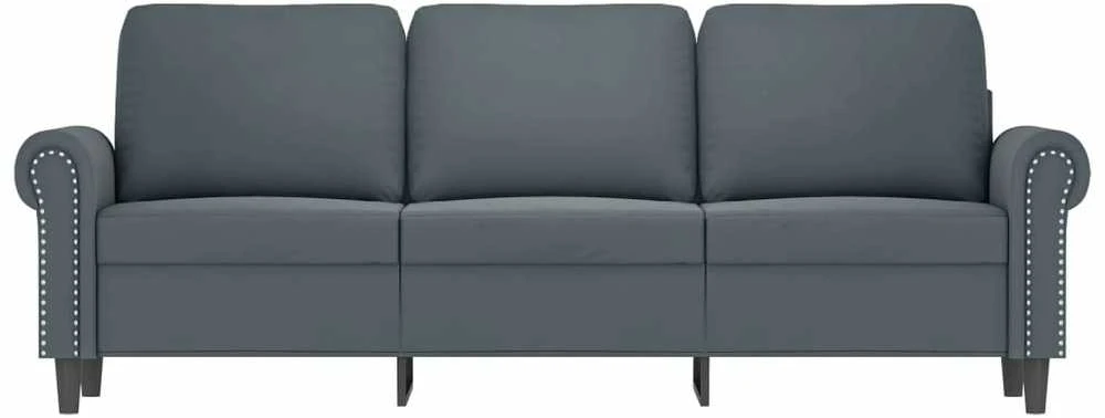 Trivietė sofa, tamsiai pilkos spalvos, 180cm, aksomas
