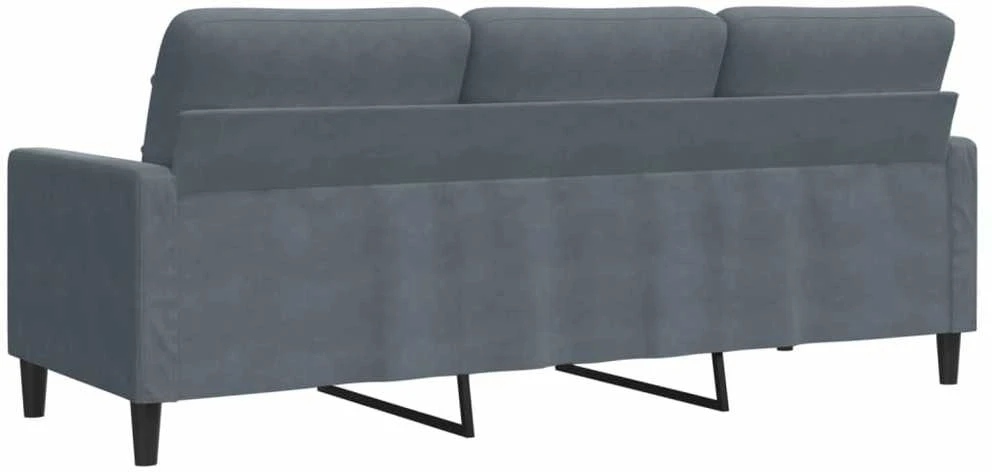 Trivietė sofa, tamsiai pilkos spalvos, 180cm, aksomas