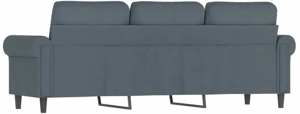 Trivietė sofa, tamsiai pilkos spalvos, 180cm, aksomas