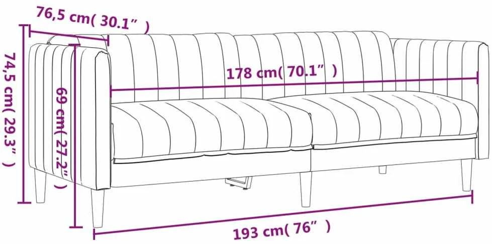 Trivietė sofa, tamsiai rudos spalvos, audinys