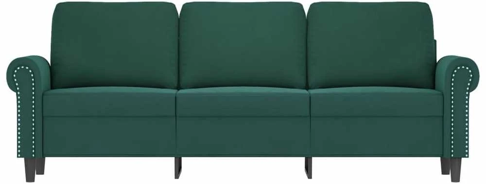 Trivietė sofa, tamsiai žalios spalvos, 180cm, aksomas