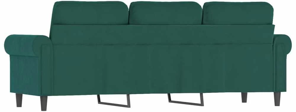 Trivietė sofa, tamsiai žalios spalvos, 180cm, aksomas