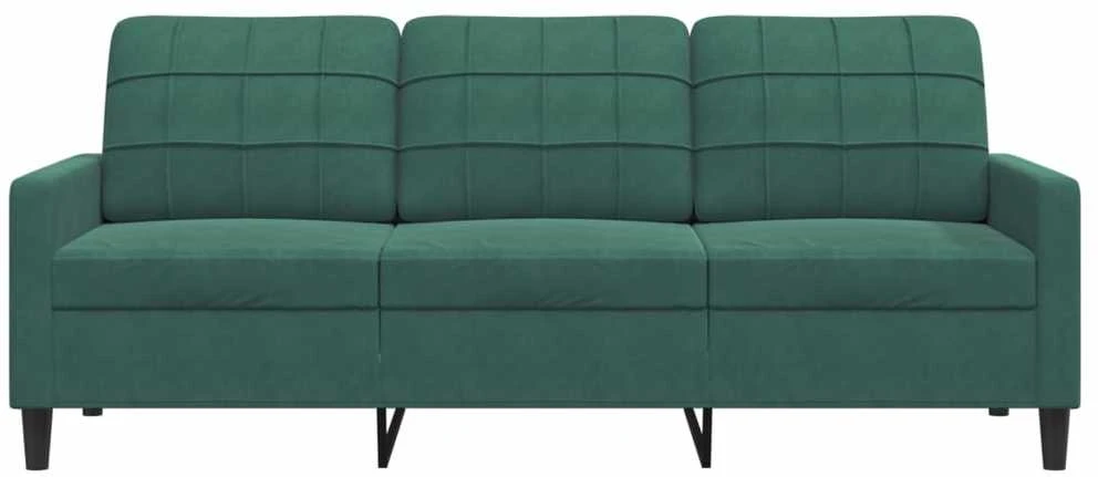 Trivietė sofa, tamsiai žalios spalvos, 180cm, aksomas