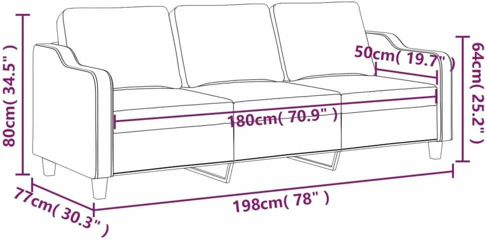 Trivietė sofa, taupe spalvos, 180cm, audinys