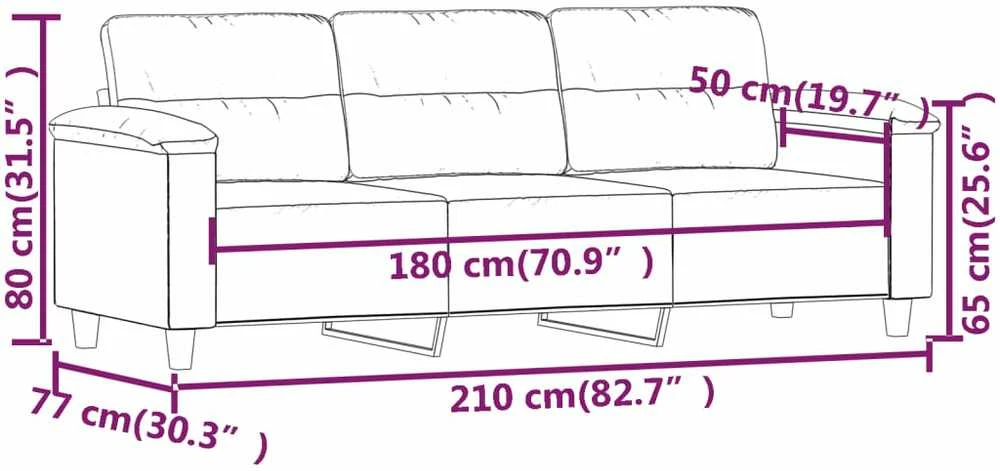 Trivietė sofa, taupe spalvos, 180cm, mikropluošto audinys