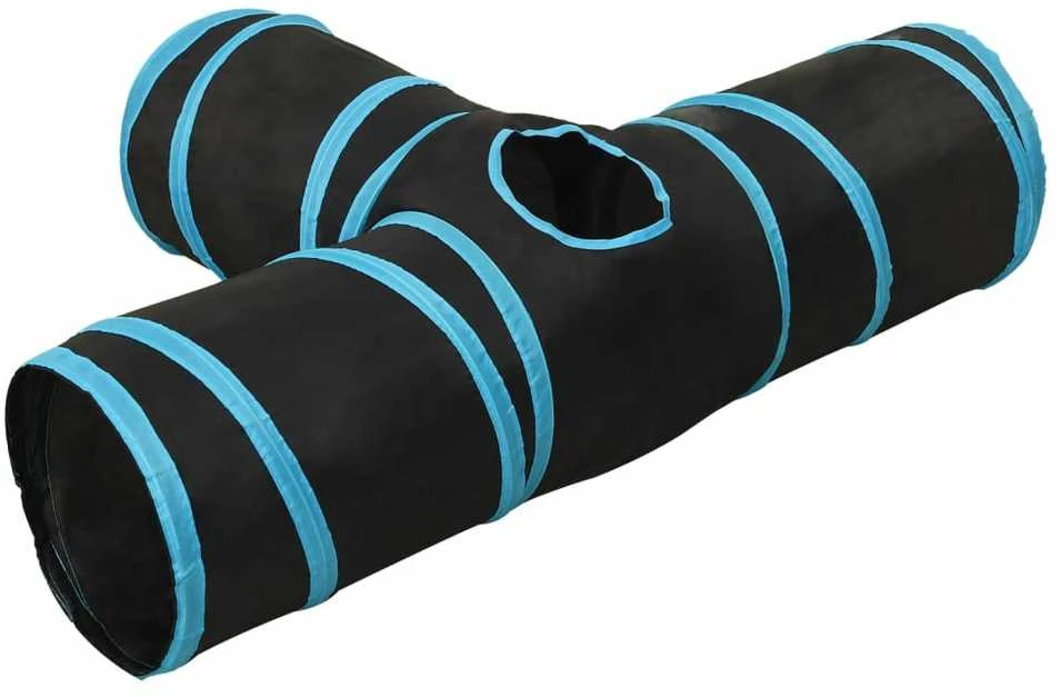 Tunelis katėms, 3 krypčių, juodas ir mėlynas, 90cm, poliesteris