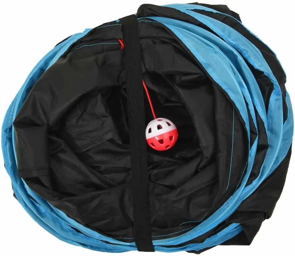Tunelis katėms, 3 krypčių, juodas ir mėlynas, 90cm, poliesteris