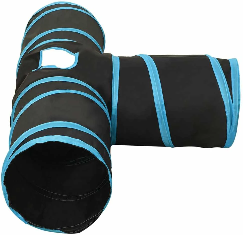 Tunelis katėms, 3 krypčių, juodas ir mėlynas, 90cm, poliesteris