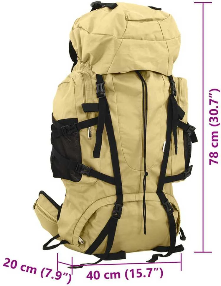Turistinė kuprinė, chaki, 80L, oksfordo audinys