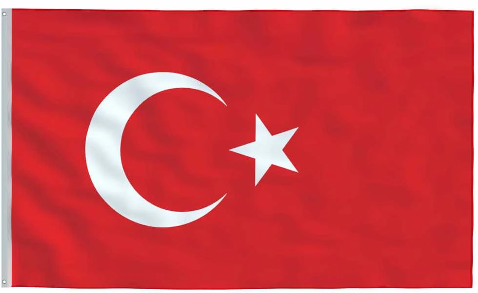 Turkijos vėliava su stiebu, aliuminis, 5,55m