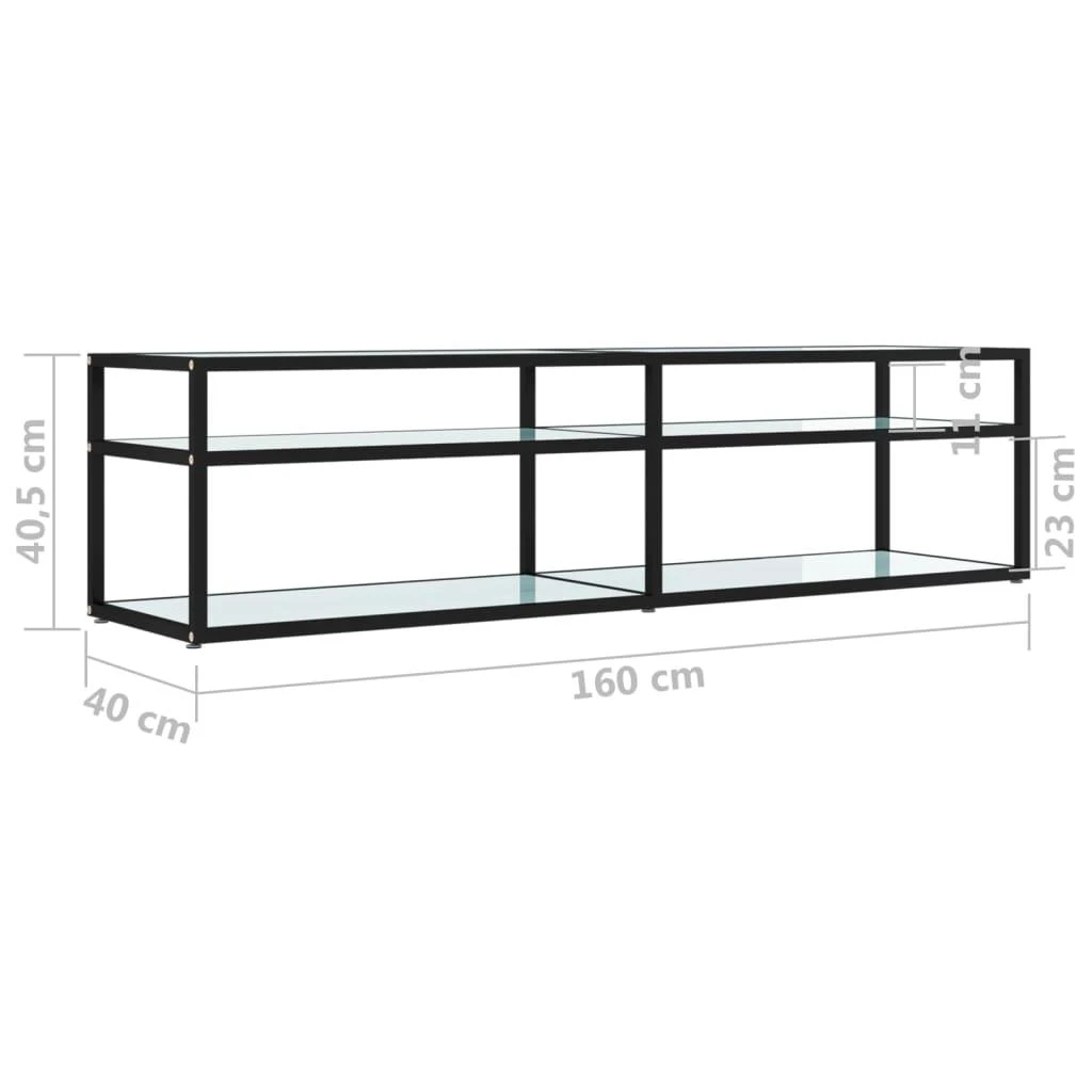 TV staliukas TV spintelė, balta marmuro, 160x40x40,5cm, grūdintas stiklas