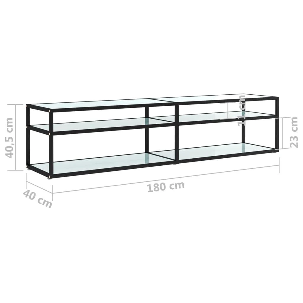 TV staliukas TV spintelė, balta marmuro, 180x40x40,5cm, grūdintas stiklas