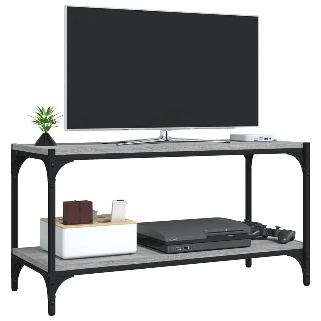 TV staliukas TV spintelė, pilka ąžuolo, 80x33x41cm, mediena ir plienas