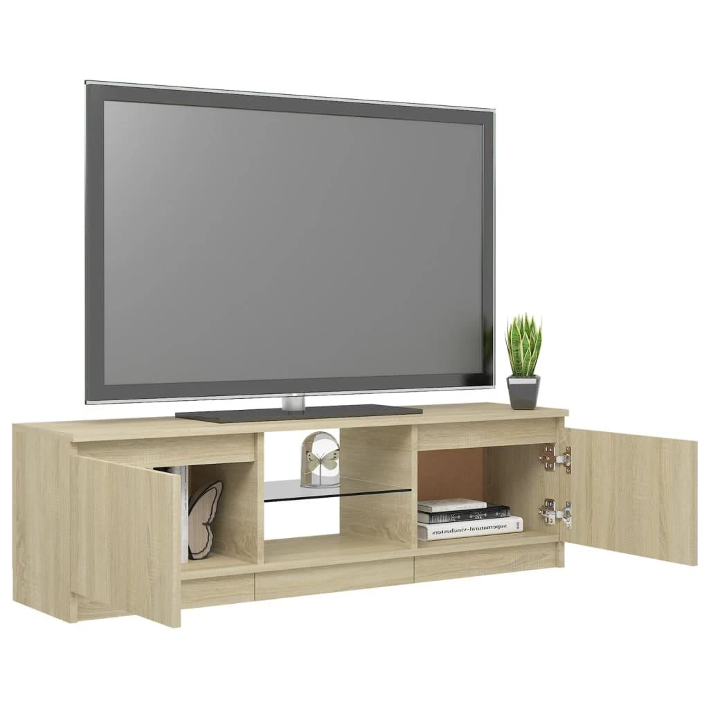 TV staliukas TV spintelė su LED apšvietimu, ąžuolo spalvos, 120x30x35,5cm