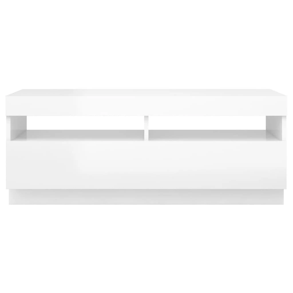 TV staliukas TV spintelė su LED apšvietimu, balta, 100x35x40cm, blizgi