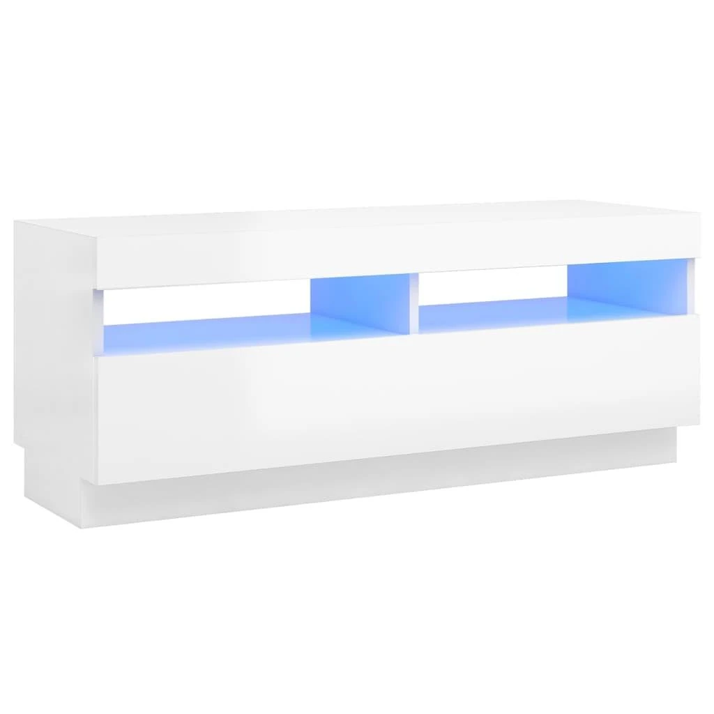 TV staliukas TV spintelė su LED apšvietimu, balta, 100x35x40cm, blizgi