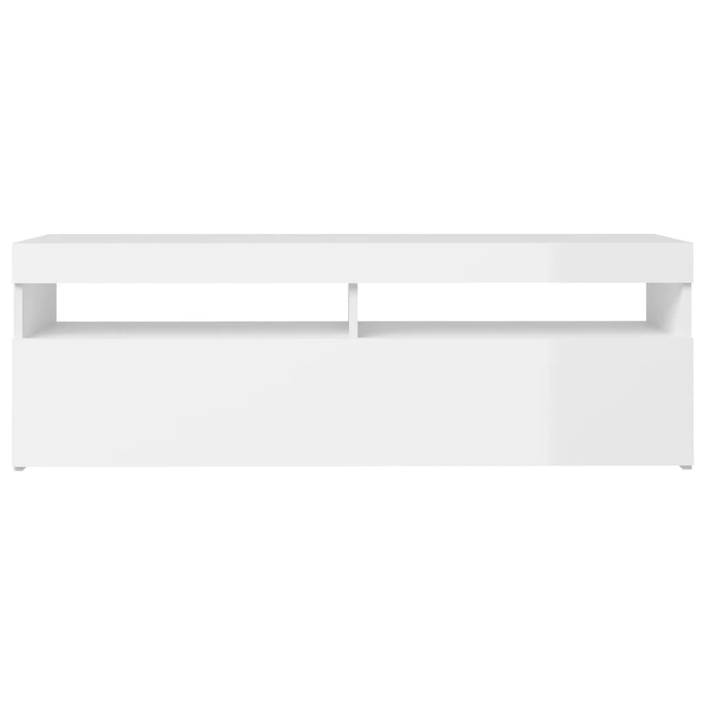 TV staliukas TV spintelė su LED apšvietimu, balta, 120x35x40cm, blizgi