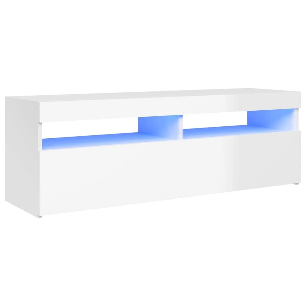 TV staliukas TV spintelė su LED apšvietimu, balta, 120x35x40cm, blizgi