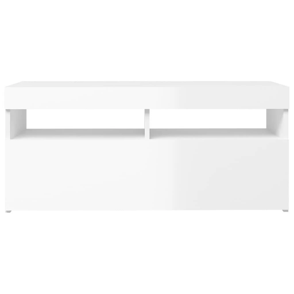 TV staliukas TV spintelė su LED apšvietimu, balta, 90x35x40cm, blizgi