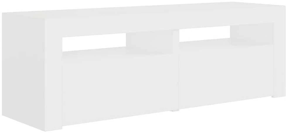 TV staliukas TV spintelė su LED apšvietimu, balta spalva, 120x35x40 cm