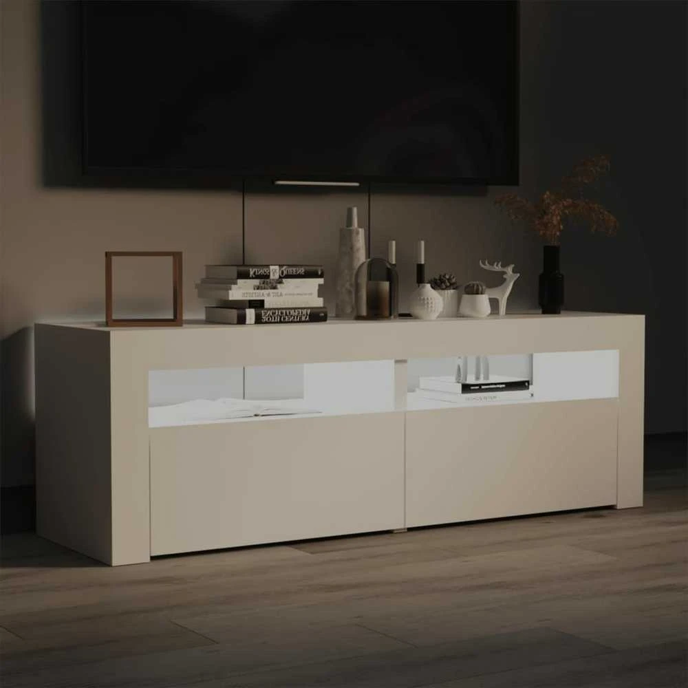 TV staliukas TV spintelė su LED apšvietimu, balta spalva, 120x35x40 cm