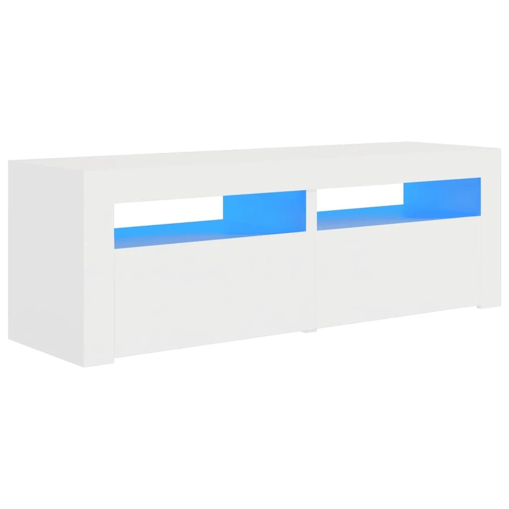 TV staliukas TV spintelė su LED apšvietimu, balta spalva, 120x35x40 cm
