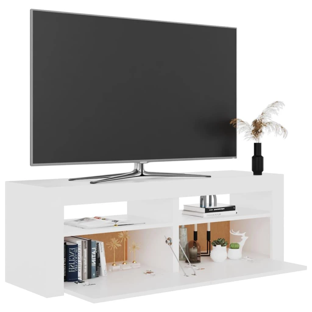 TV staliukas TV spintelė su LED apšvietimu, balta spalva, 120x35x40 cm