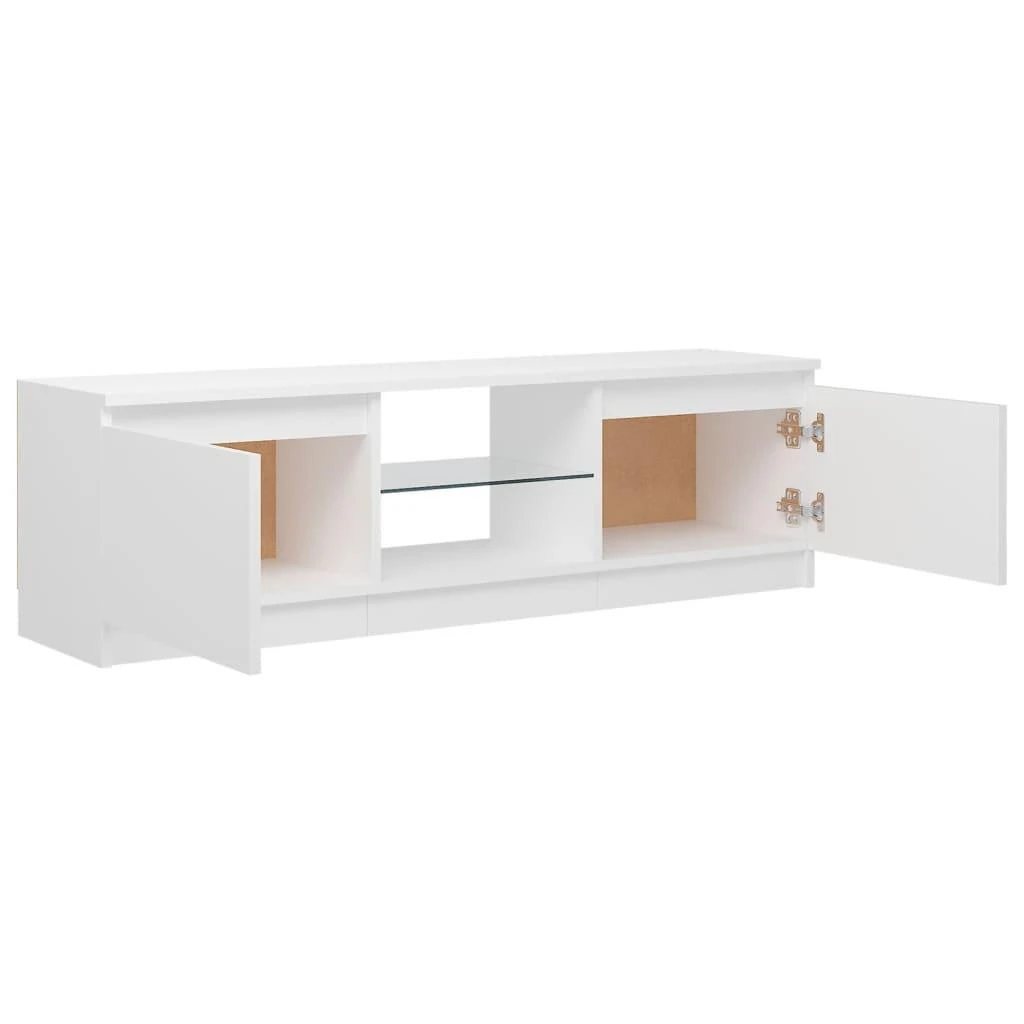 TV staliukas TV spintelė su LED apšvietimu, baltos spalvos, 120x30x35,5cm