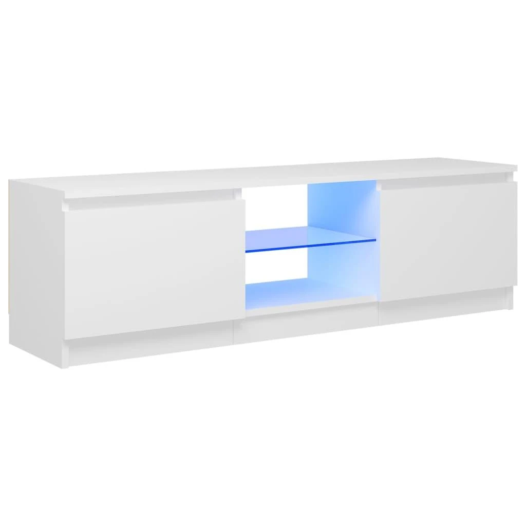TV staliukas TV spintelė su LED apšvietimu, baltos spalvos, 120x30x35,5cm