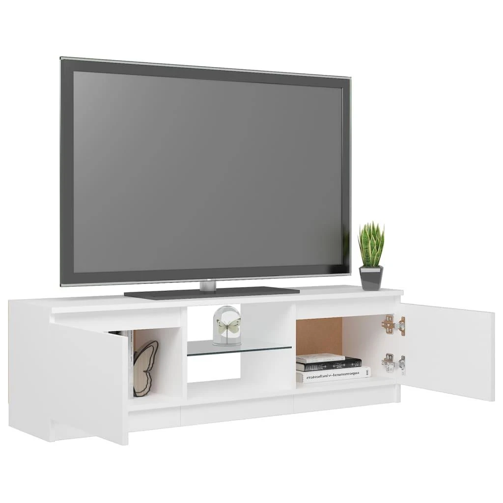 TV staliukas TV spintelė su LED apšvietimu, baltos spalvos, 120x30x35,5cm