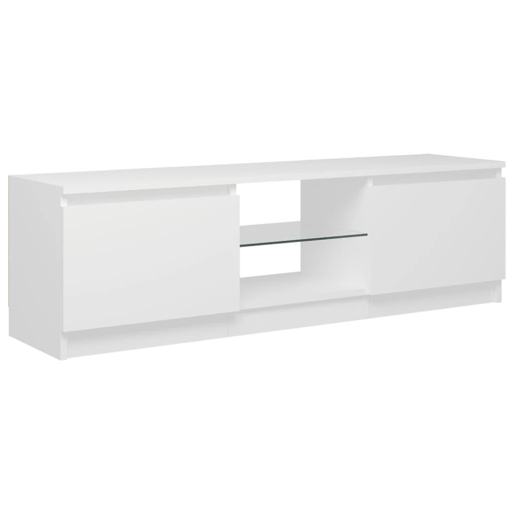 TV staliukas TV spintelė su LED apšvietimu, baltos spalvos, 120x30x35,5cm