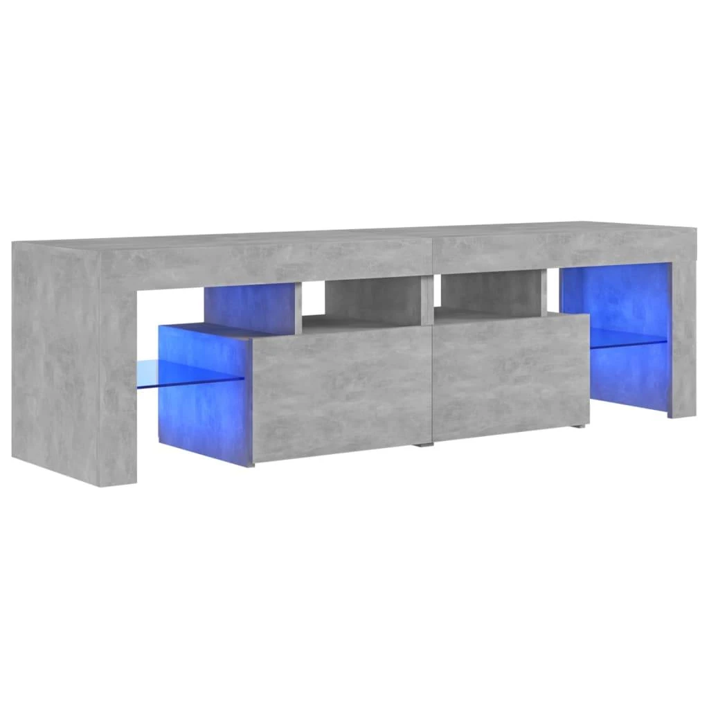 TV staliukas Televizoriaus spintelė su LED, betono pilka, 140x36,5x40cm