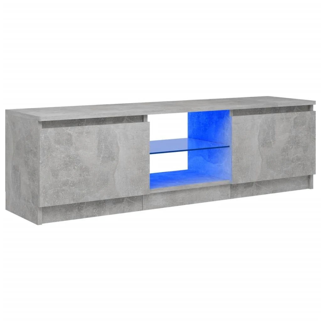 TV staliukas TV spintelė su LED apšvietimu, betono pilka, 120x30x35,5cm