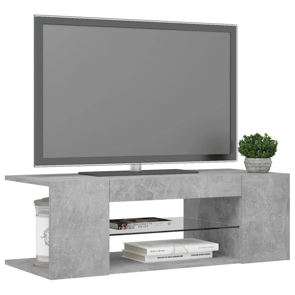 TV staliukas Tv spintelė su LED apšvietimu, betono pilka, 90x39x30cm