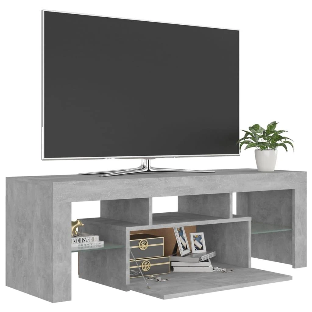 TV staliukas TV spintelė su LED apšvietimu, betono pilka, 120x35x40cm