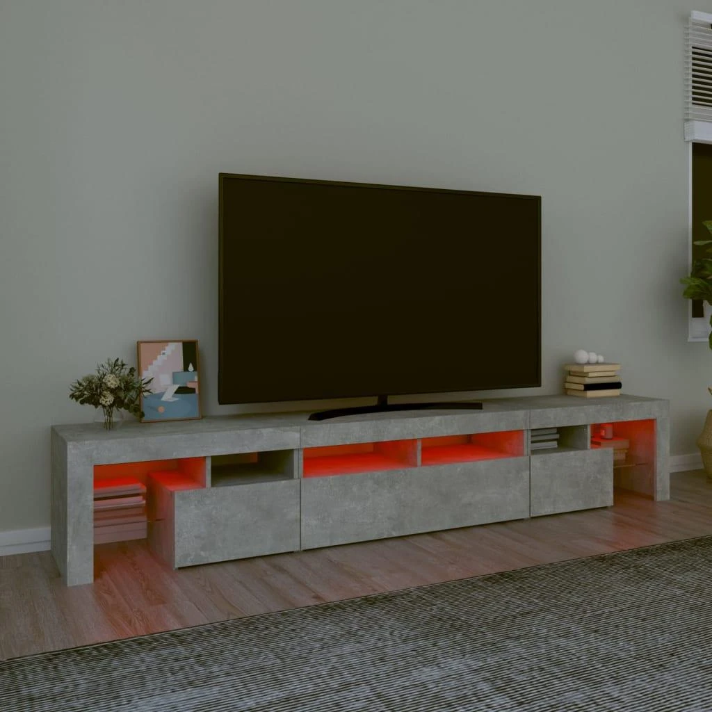 TV staliukas TV spintelė su LED apšvietimu, betono pilka, 230x36,5x40cm