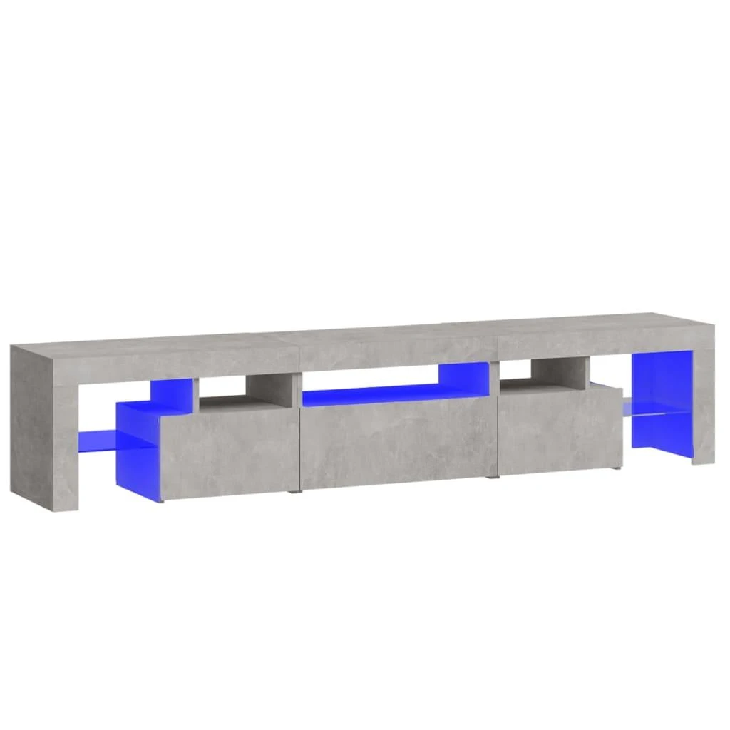 TV staliukas TV spintelė su LED apšvietimu, betono pilka, 200x36,5x40cm