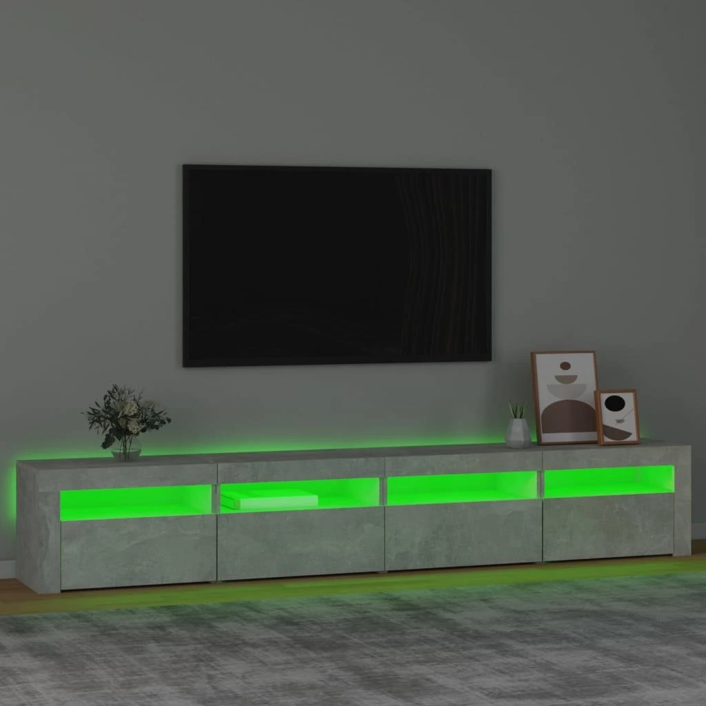 TV staliukas TV spintelė su LED apšvietimu, betono pilka, 240x35x40cm