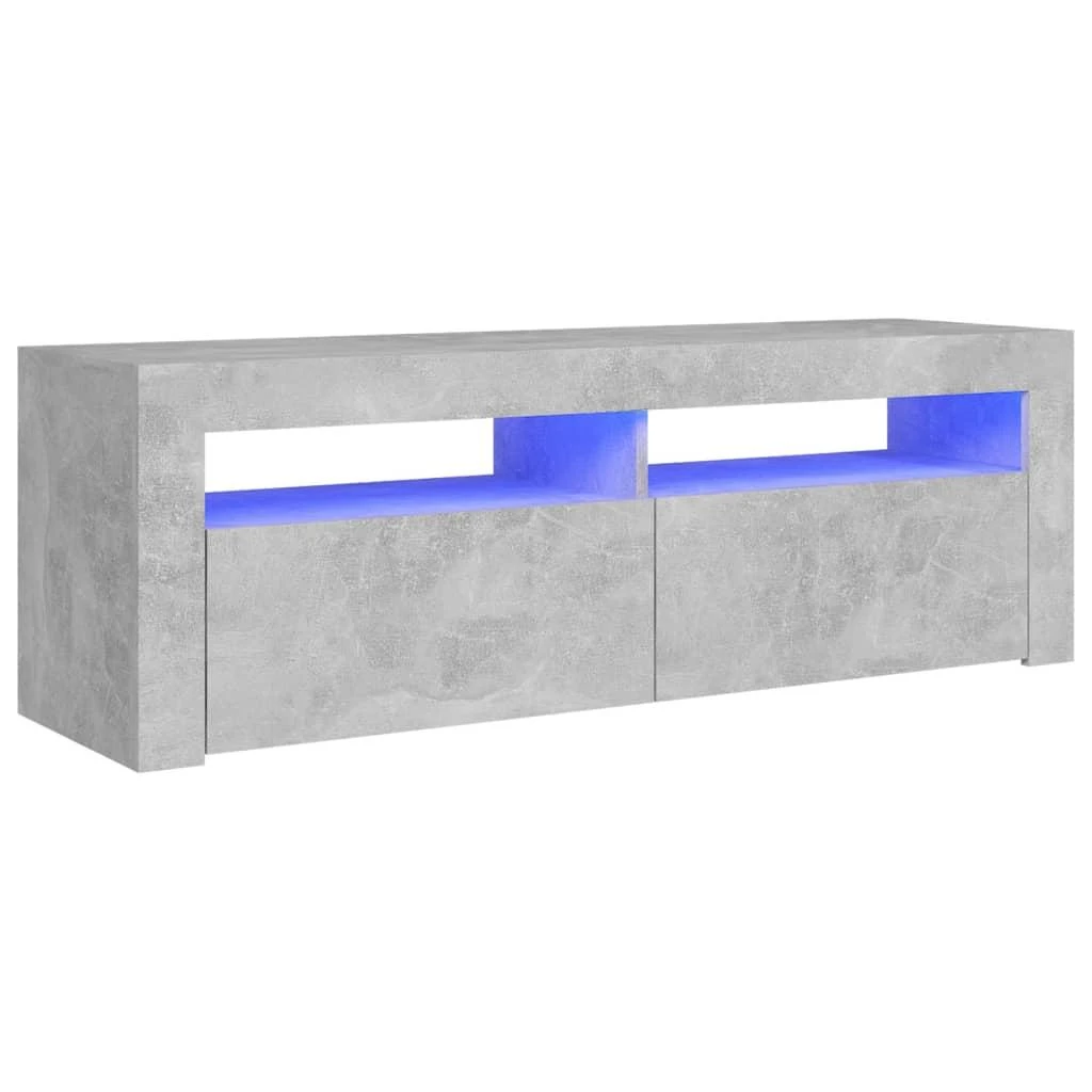 TV staliukas TV spintelė su LED apšvietimu, betono pilka, 120x35x40 cm