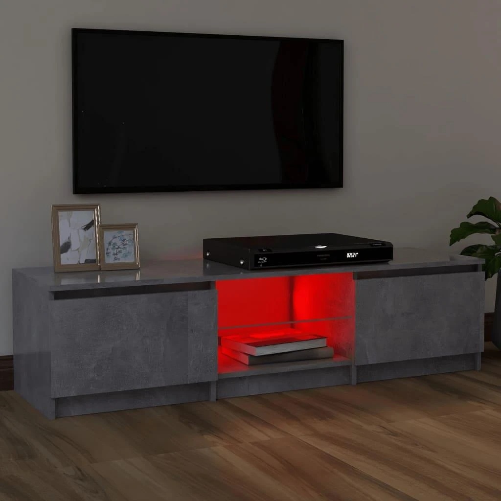 TV staliukas TV spintelė su LED apšvietimu, betono pilka, 120x30x35,5cm