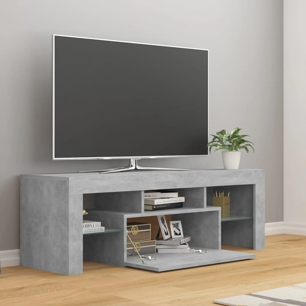 TV staliukas TV spintelė su LED apšvietimu, betono pilka, 120x35x40cm