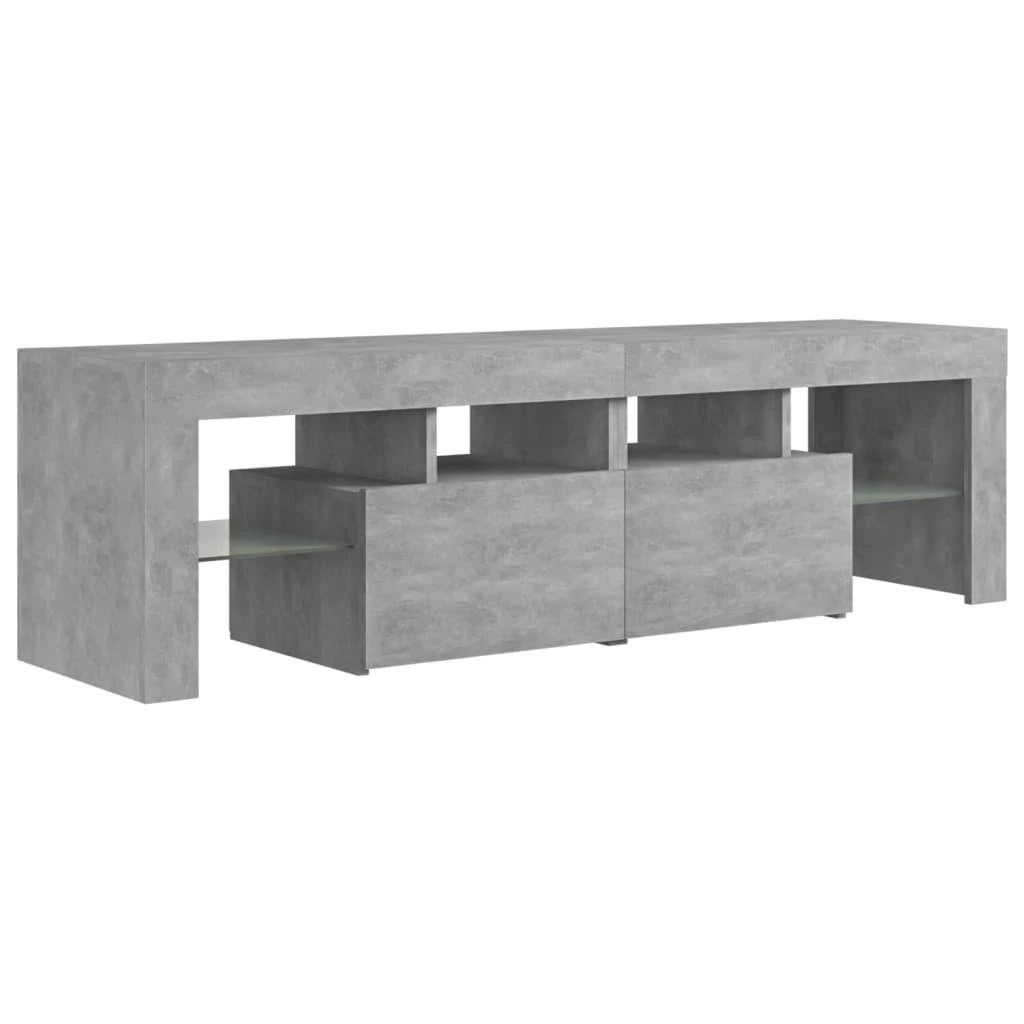 TV staliukas Televizoriaus spintelė su LED, betono pilka, 140x36,5x40cm