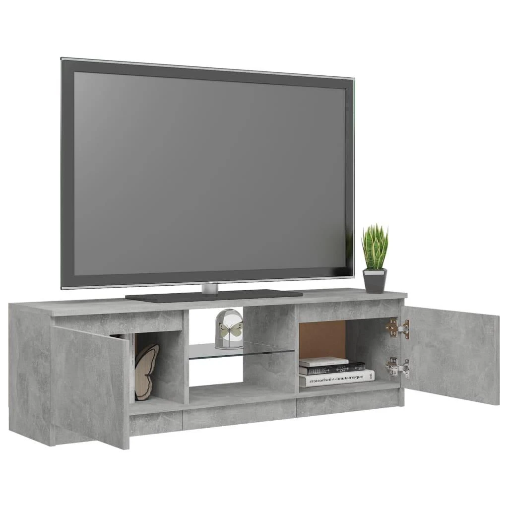 TV staliukas TV spintelė su LED apšvietimu, betono pilka, 120x30x35,5cm
