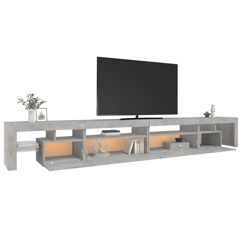 TV staliukas TV spintelė su LED apšvietimu, betono pilka, 290x36,5x40cm