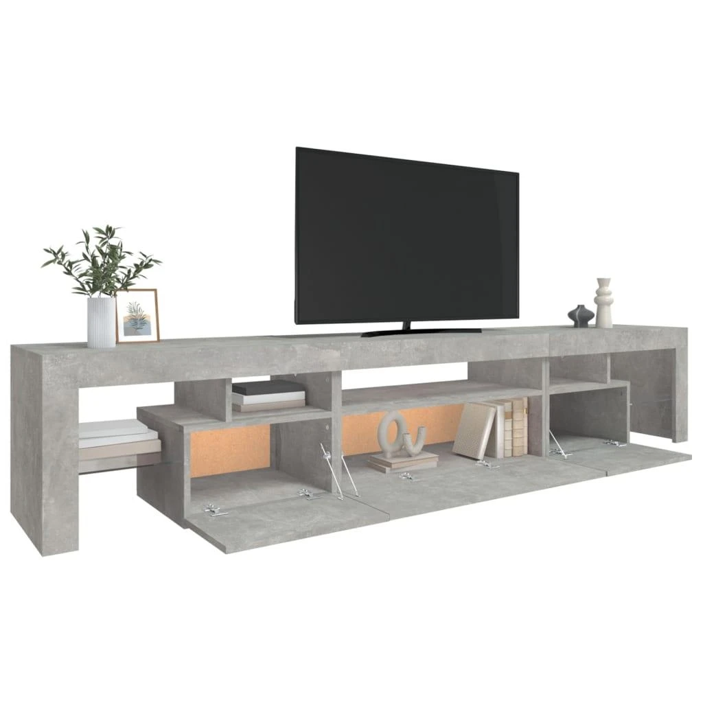 TV staliukas TV spintelė su LED apšvietimu, betono pilka, 215x36,5x40cm