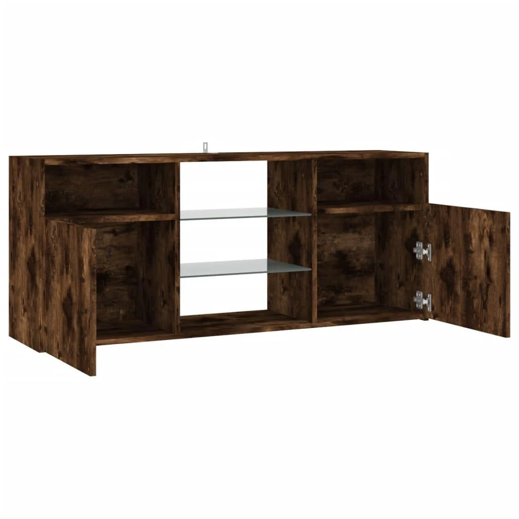 TV staliukas TV spintelė su LED apšvietimu, dūminio ąžuolo, 120x30x50cm