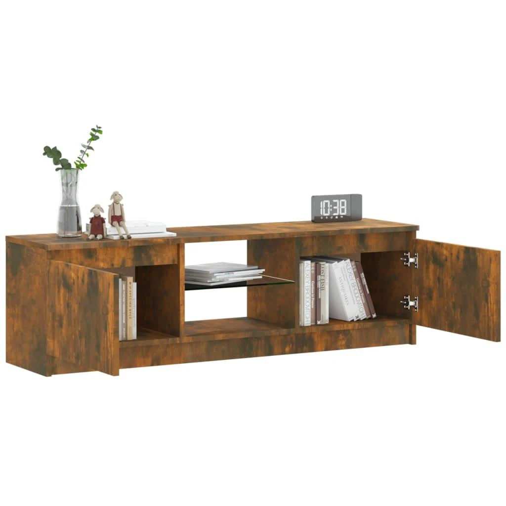 TV staliukas TV spintelė su LED apšvietimu, dūminio ąžuolo, 120x30x35,5cm